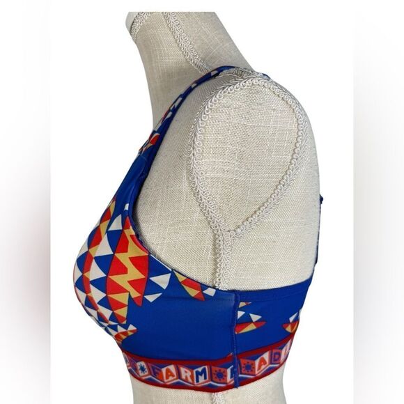 Adidas X Farm Rio PsychedelicWave Blue & Red Strappy Medium Support Sports Bra - Picture 6 of 12